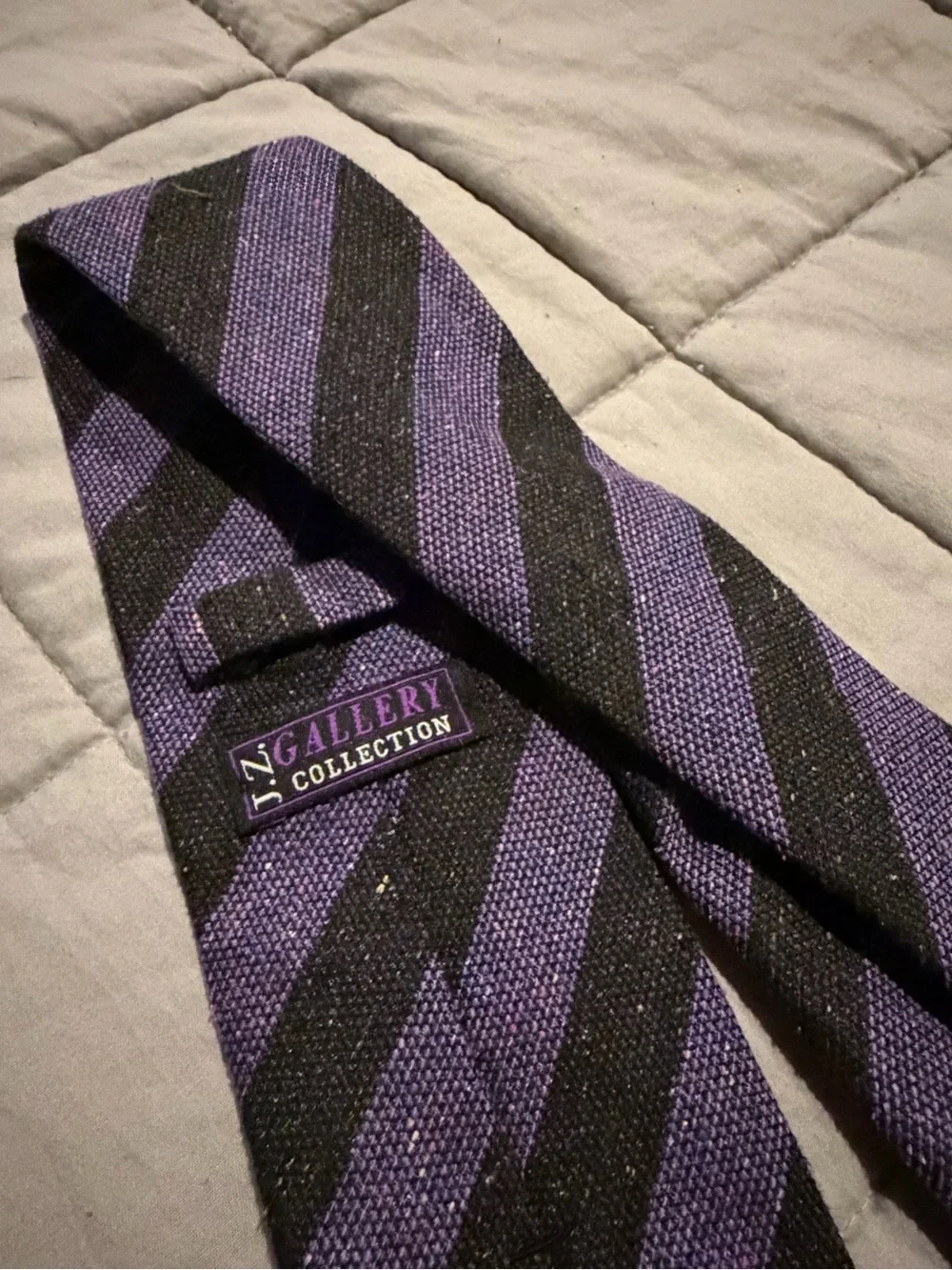 Striped Purple and Black Men's Tie by Ralph Lauren